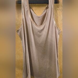 Gold Trimmed Tan Tank Top